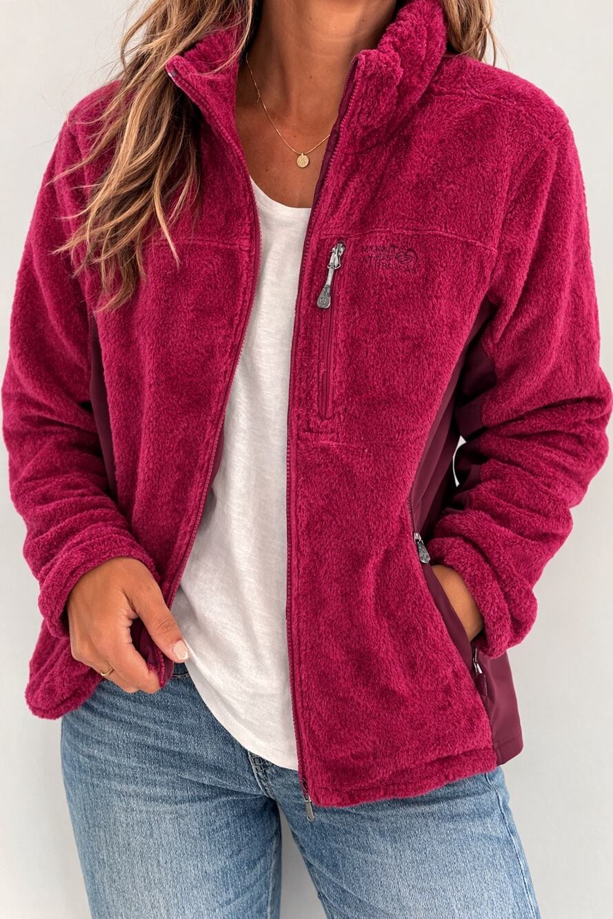 MOUNTAIN HARDWARE Fleece Jacket Full Zip Berry Pink Outdoor Hiking Medium